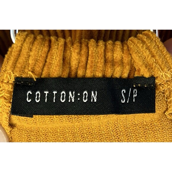 Cotton On Corduroy Overall Short Mini Dress POCKETS Orange Inca Gold Retro SMALL - Picture 7 of 7